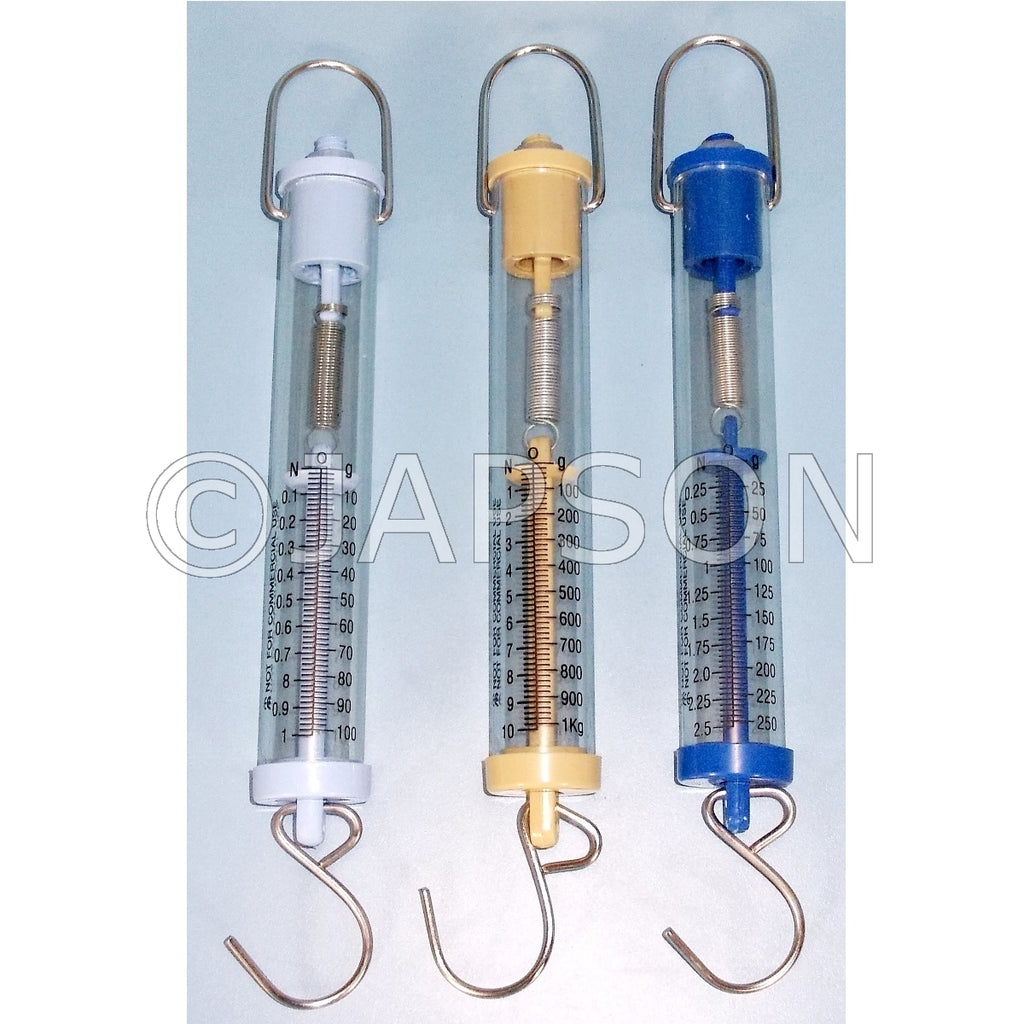 SPRING (NEWTON) SCALE, TRANSPARENT TUBULAR ACRYLIC BODY