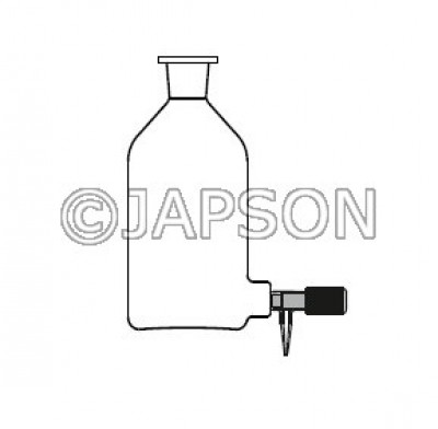 Quartz Aspirator Bottle with Silicon Stopper & Screw Type Teflon Stopcock